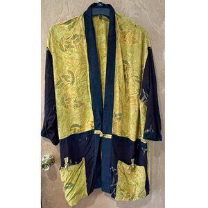 Vintage Bohemian Kimono Tunic Top with Slip-Knot Closures